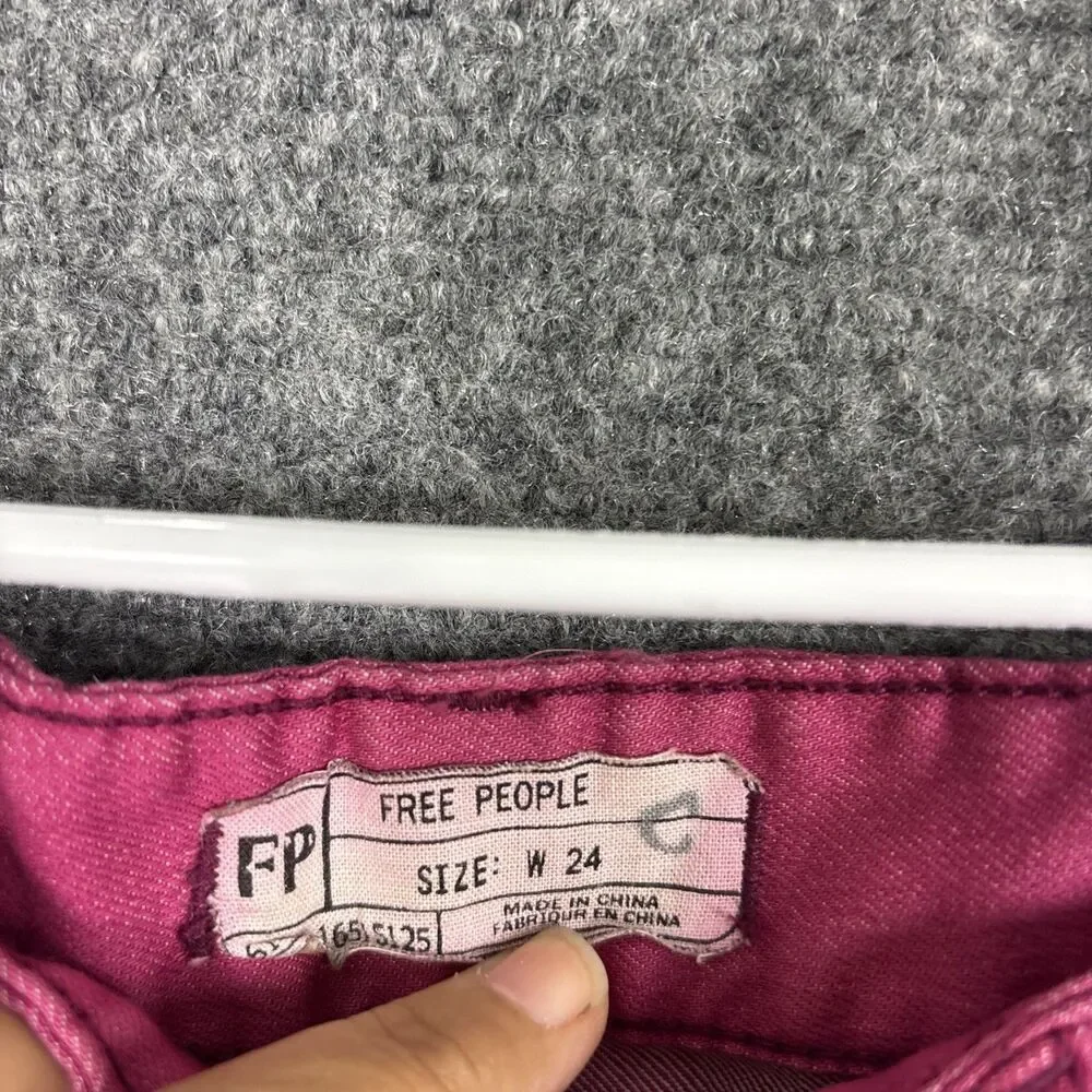 Free People Skinny Zip Ankle Jeans Womens Size 24 Pink